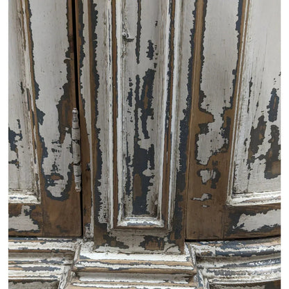 Credenza a mezzaluna rustica bianca in stile fattoria francese