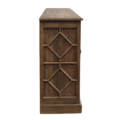 Credenza rustica in vetro con motivo a rombi recuperato