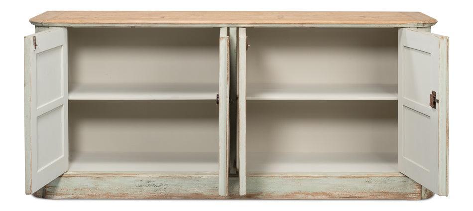 Credenza in stile fattoria con piano in legno di salvia