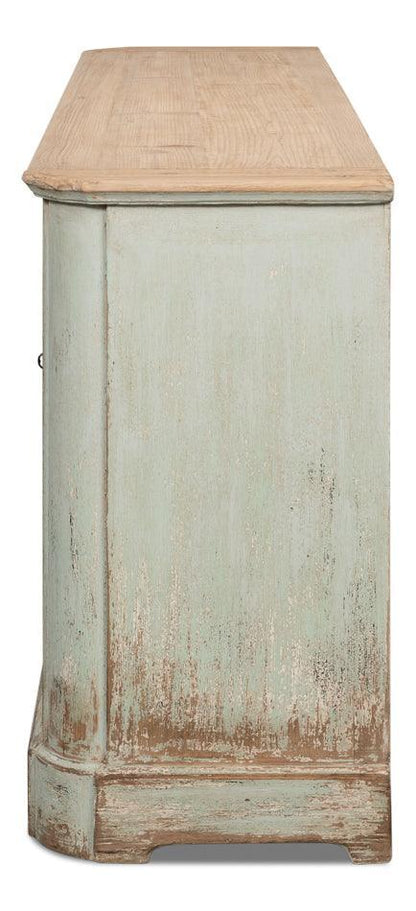 Credenza in stile fattoria con piano in legno di salvia