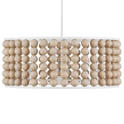 Lampadario con perline in legno di arenaria