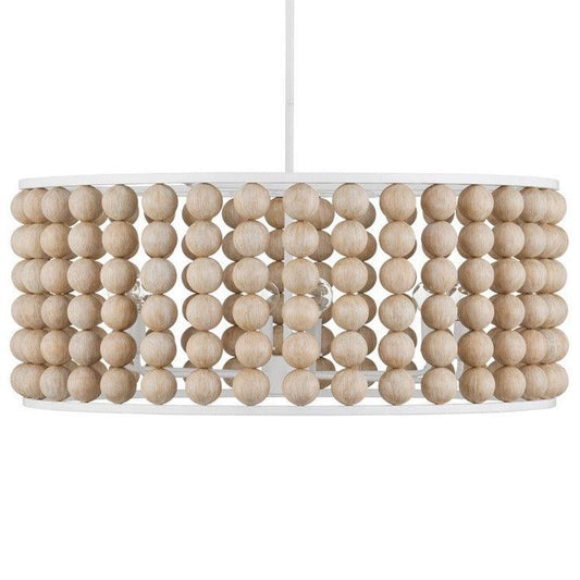 Lampadario con perline in legno di arenaria