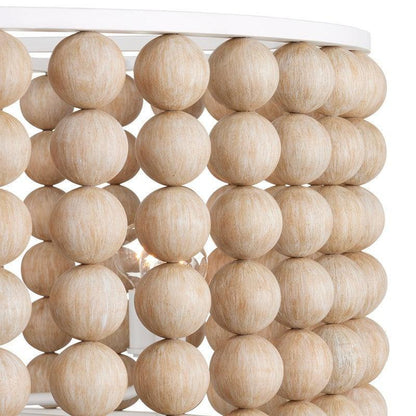 Lampadario con perline in legno di arenaria