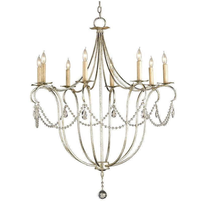 Lampadario con luci di cristallo argentate