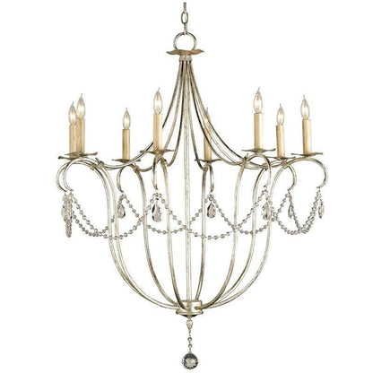 Lampadario con luci di cristallo argentate