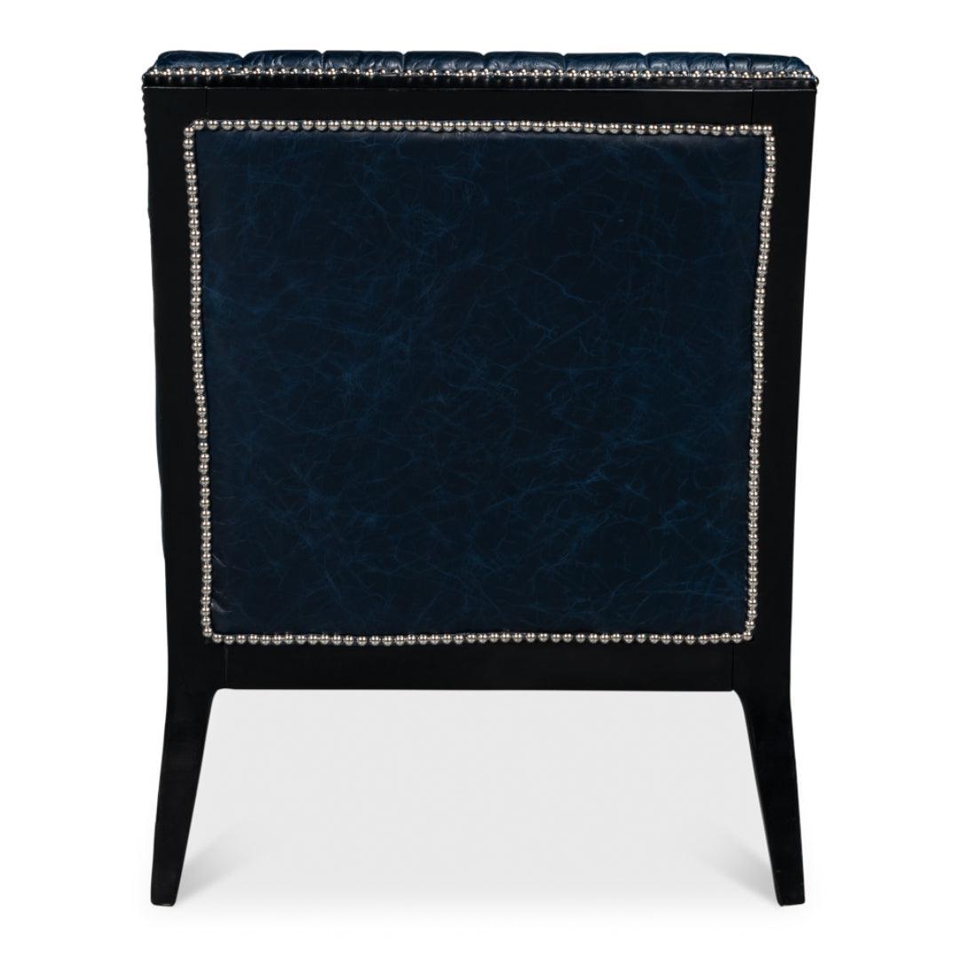 Poltrona pantofola in pelle blu Chateau