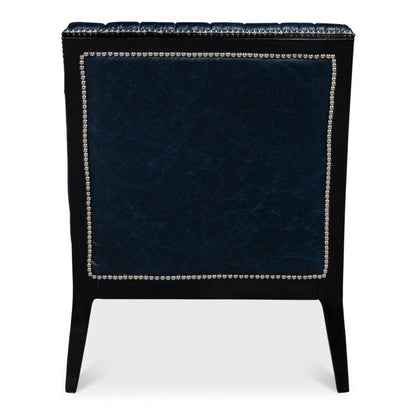 Poltrona pantofola in pelle blu Chateau