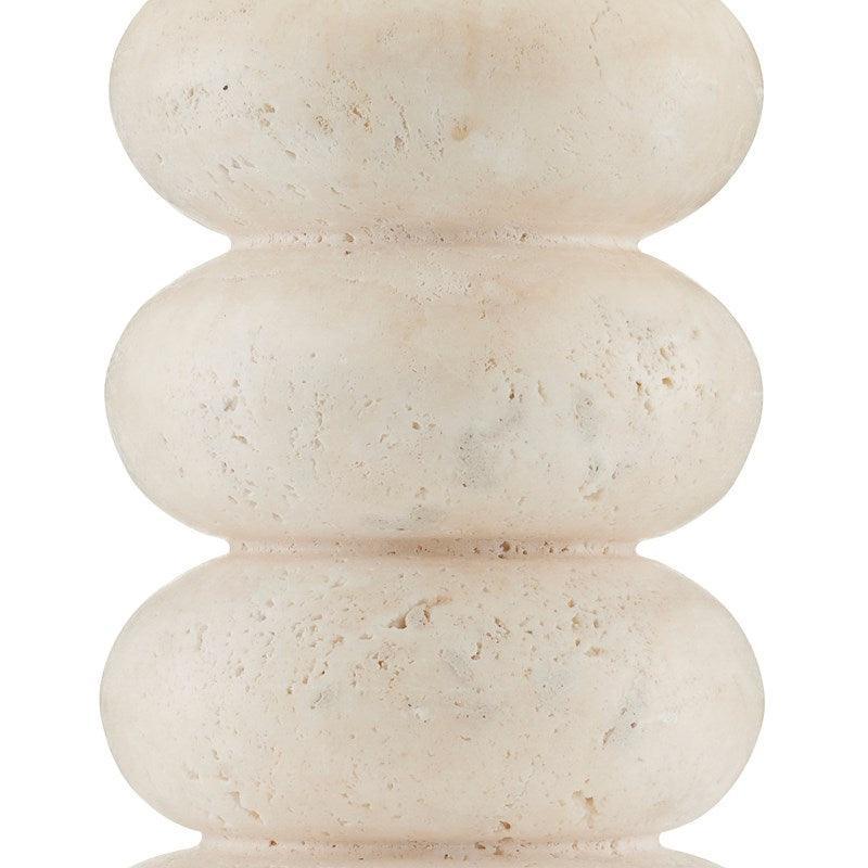 Lampada da tavolo in travertino impilato