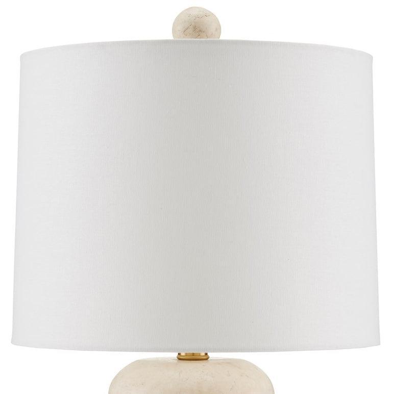 Lampada da tavolo in travertino impilato