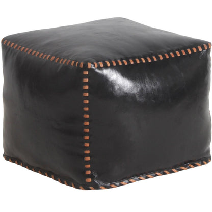 Cubo in pelle nera cucita