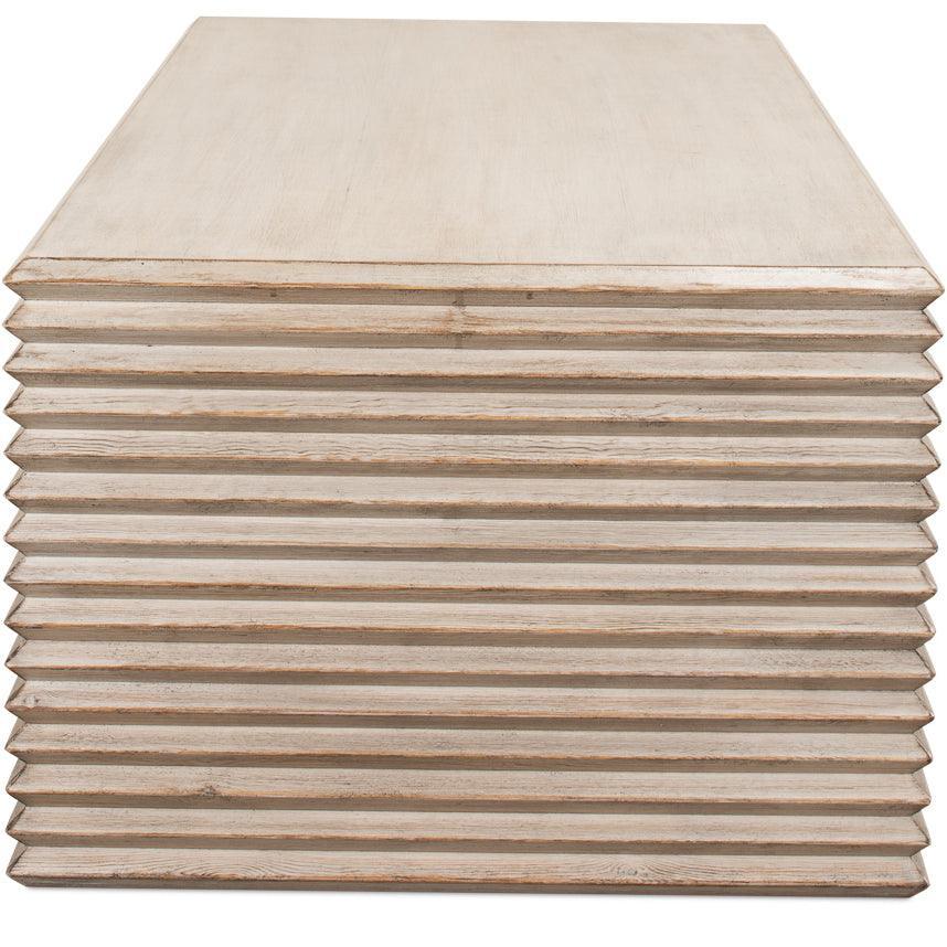 Tavolino da caffè a coste grigio pietra