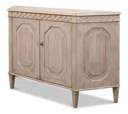 Credenza in legno intagliato grigio pietra Wrenn