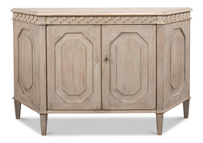 Credenza in legno intagliato grigio pietra Wrenn