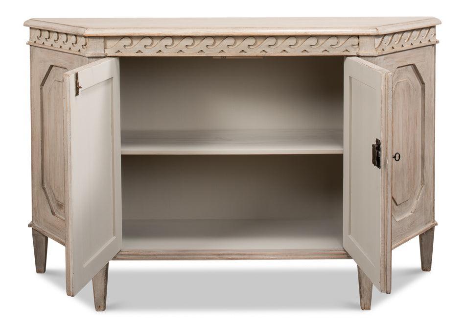 Credenza in legno intagliato grigio pietra Wrenn