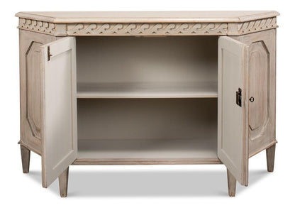 Credenza in legno intagliato grigio pietra Wrenn