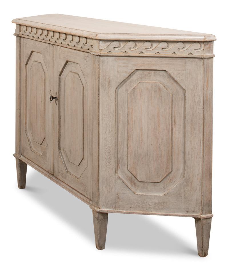 Credenza in legno intagliato grigio pietra Wrenn
