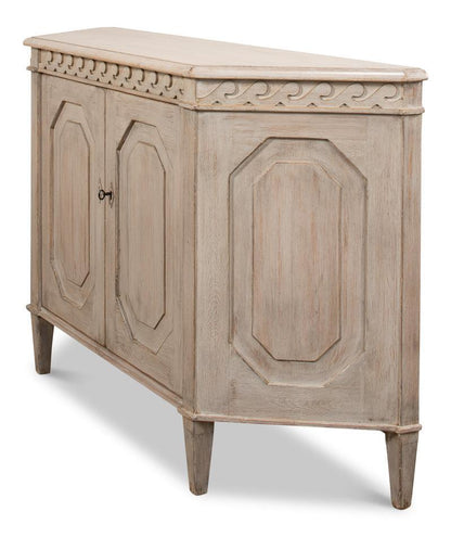 Credenza in legno intagliato grigio pietra Wrenn