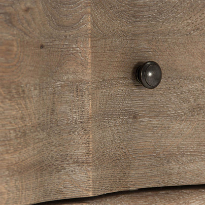 Cassettiera in rovere grigio con piano in pietra