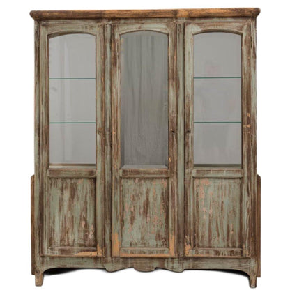 Vetrina vintage in vetro e legno francese Sage, circa 1930