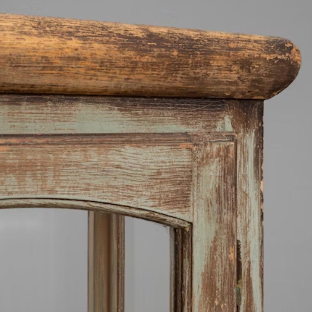 Vetrina vintage in vetro e legno francese Sage, circa 1930