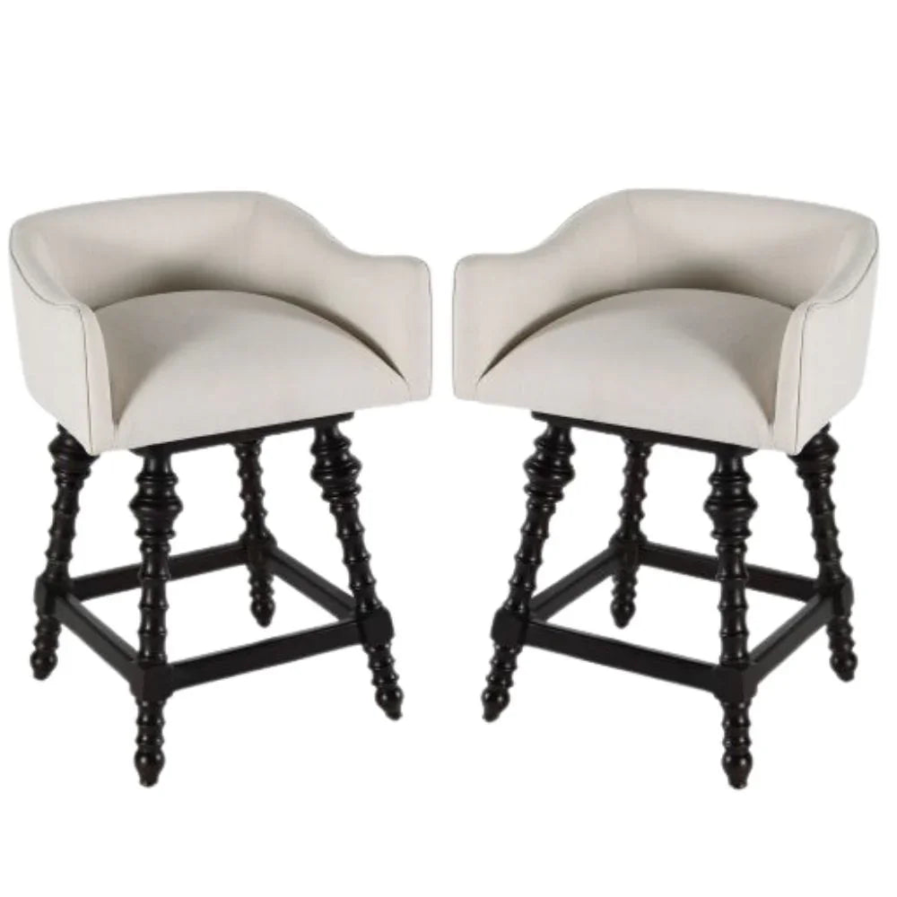 Sgabello da bar girevole con gambe tornite