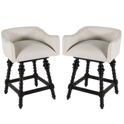 Sgabello da bar girevole con gambe tornite