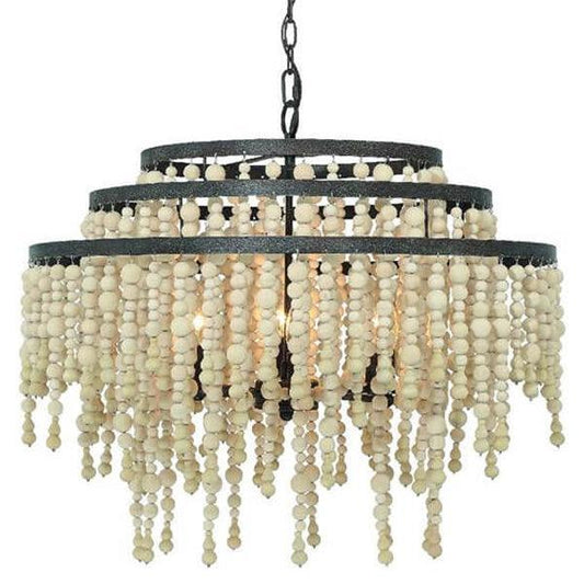 Lampadario a più livelli con perline in stile boho e papavero