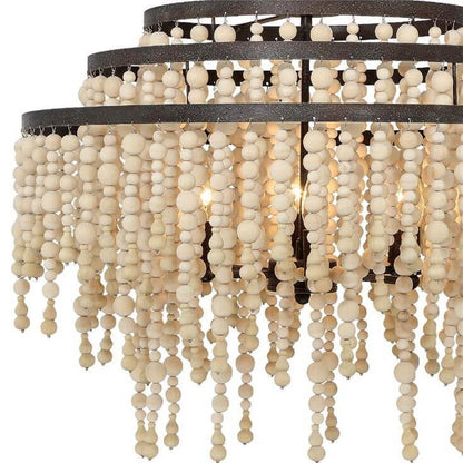 Lampadario a più livelli con perline in stile boho e papavero