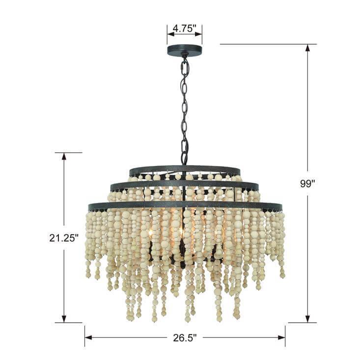 Lampadario a più livelli con perline in stile boho e papavero