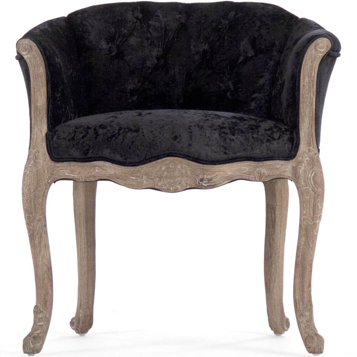 Poltrona in velluto nero trapuntato