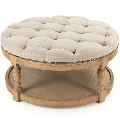 Pouf rotondo trapuntato in stile provenzale