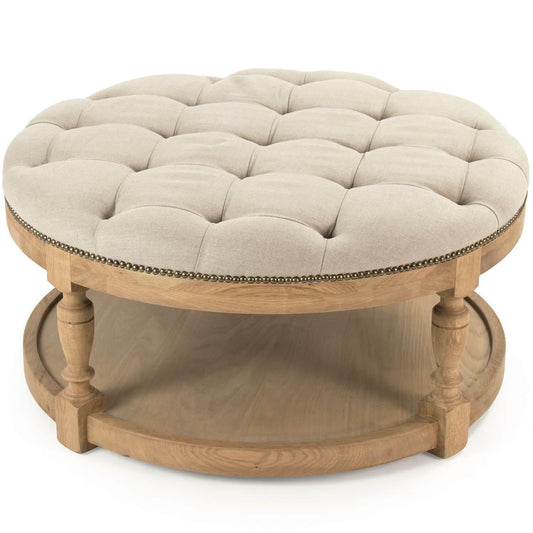 Pouf rotondo trapuntato in stile provenzale