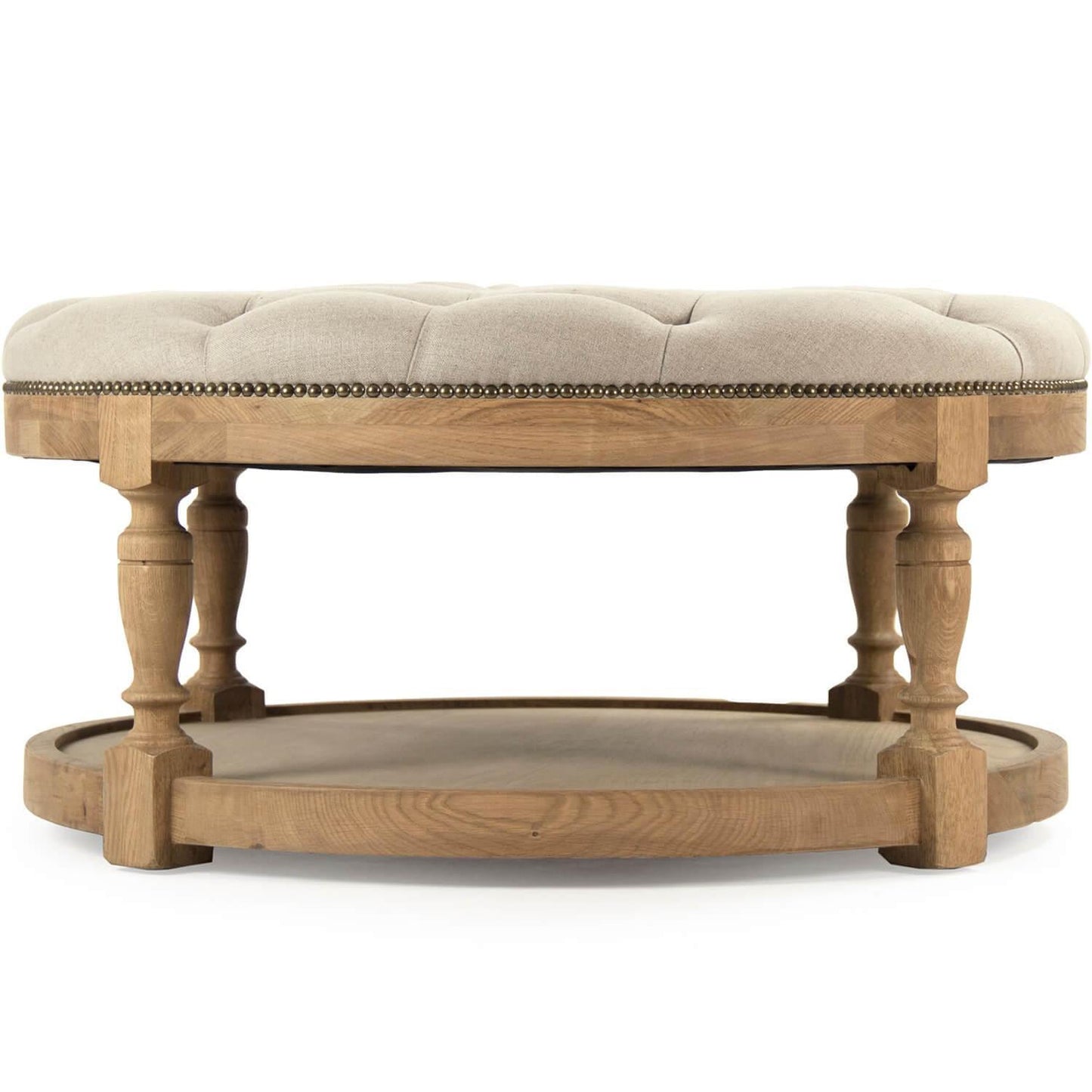 Pouf rotondo trapuntato in stile provenzale