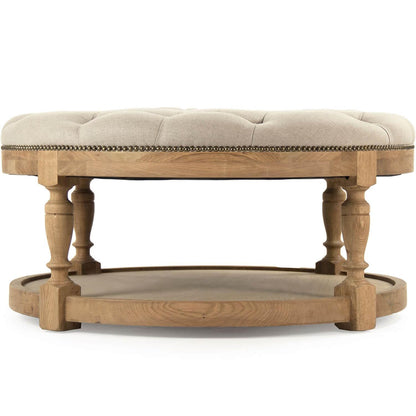 Pouf rotondo trapuntato in stile provenzale