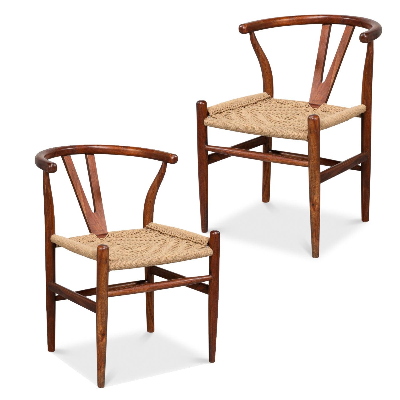 Sedia con seduta in giunco ​​marrone Wishbone