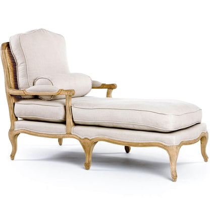 Chaise longue francese vintage con schienale in canna
