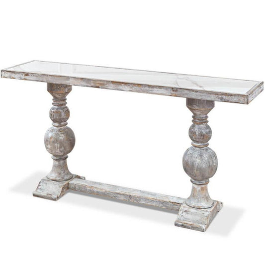 Consolle vintage con piano in porcellana grigia