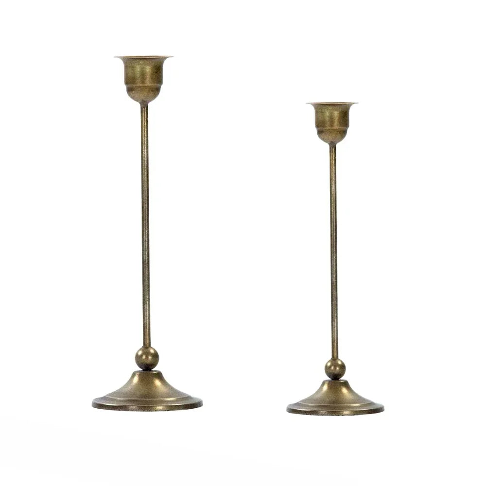 Portacandele conici in ottone vintage - Coppia