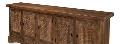 Credenza rustica a 5 ante in noce