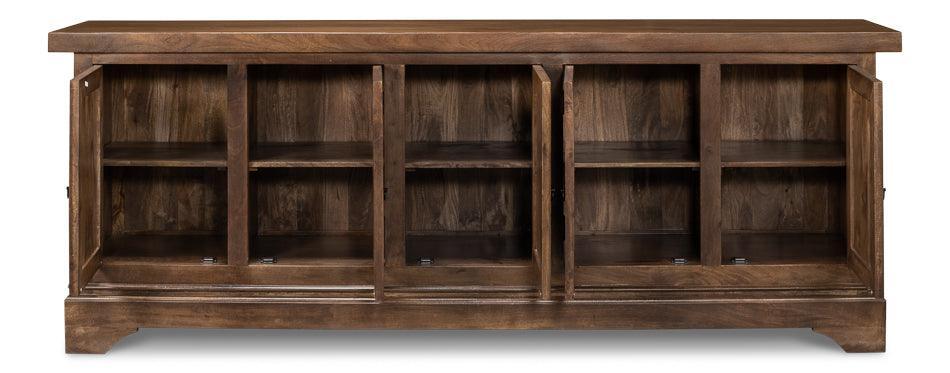 Credenza rustica a 5 ante in noce