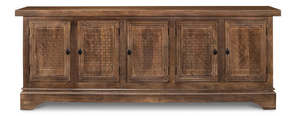 Credenza rustica a 5 ante in noce