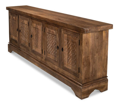 Credenza rustica a 5 ante in noce