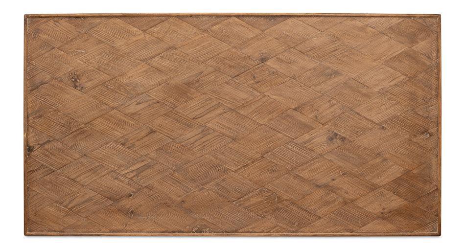 Tavolino da caffè con base ondulata e piano in legno