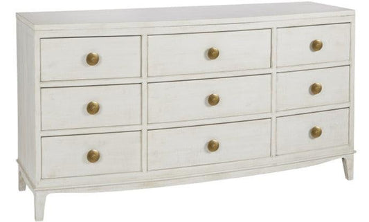 Cassettiera moderna curva bianca a 9 cassetti