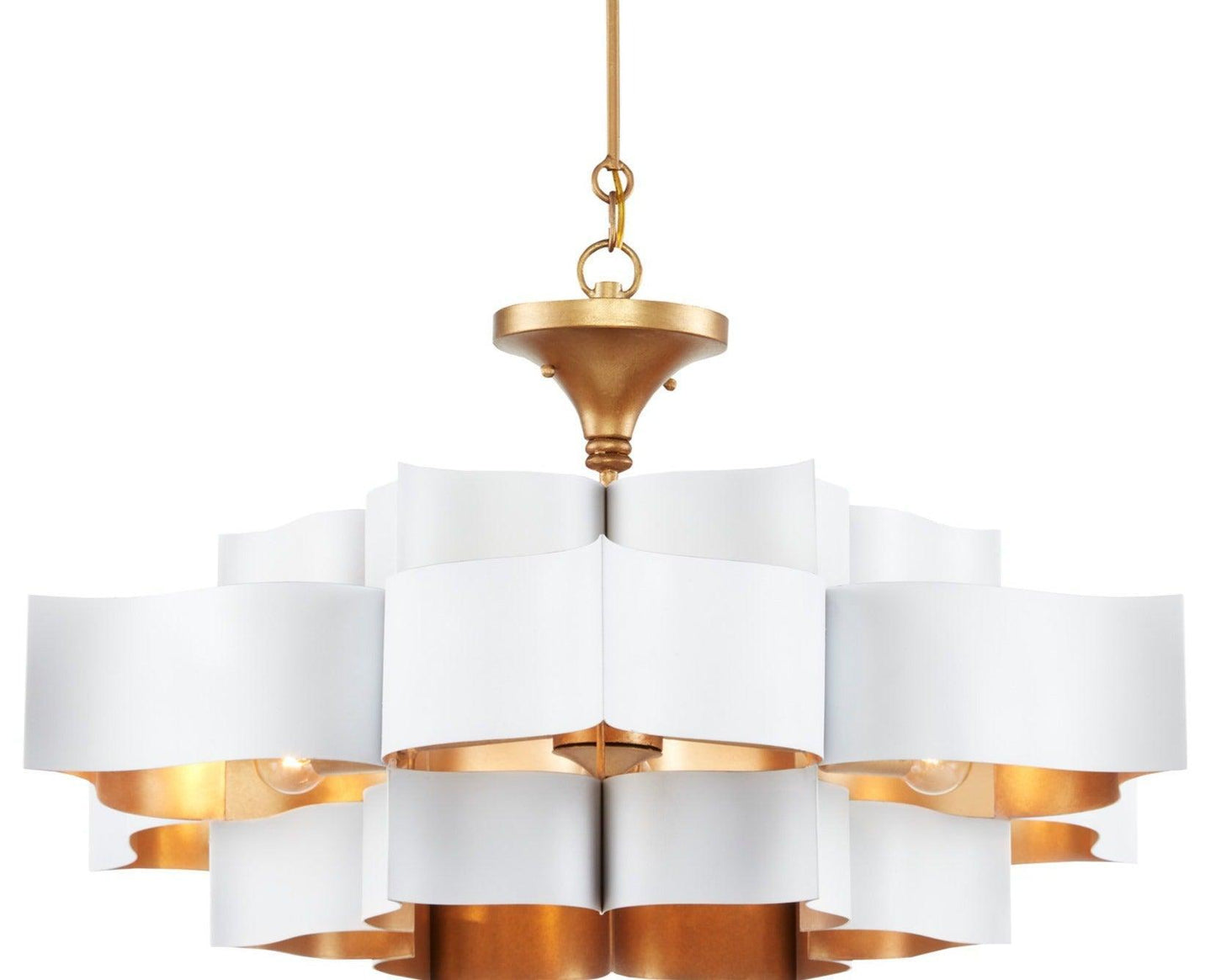 Lampadario Glam in ferro bianco e oro