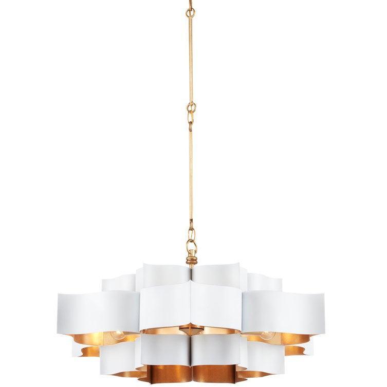 Lampadario Glam in ferro bianco e oro