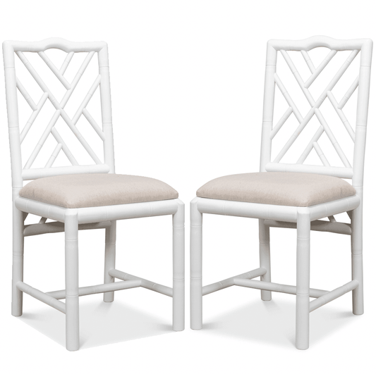 Sedie da pranzo con motivo in bambù bianco - Set