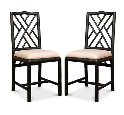 Sedie da pranzo con motivo in bambù bianco - Set