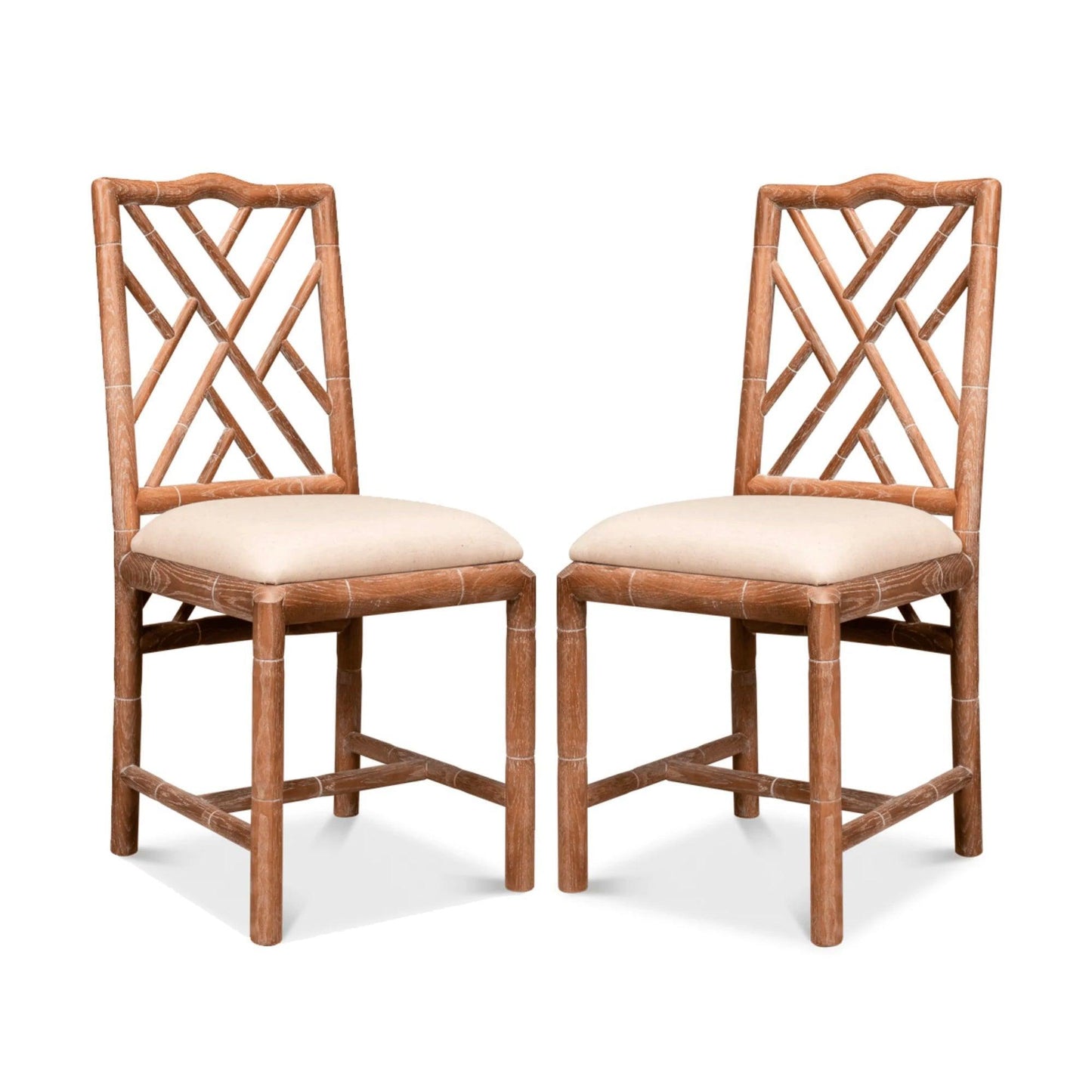 Sedie da pranzo con motivo in bambù bianco - Set