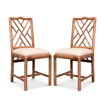 Sedie da pranzo con motivo in bambù bianco - Set